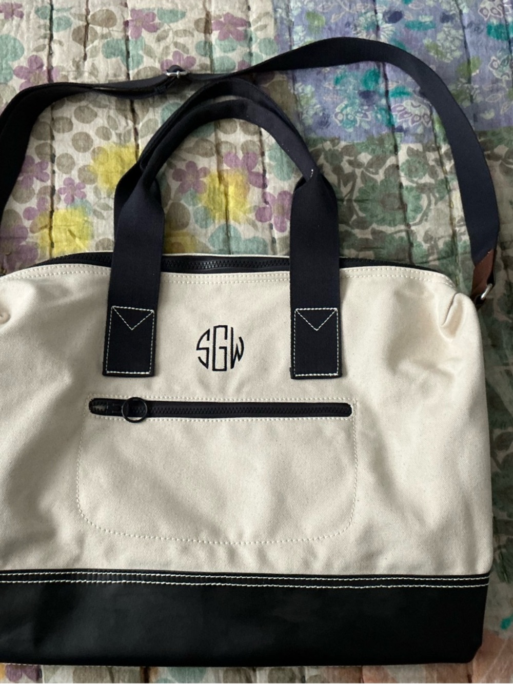 Lands End School Uniform Canvas Weekender Duffle Bag, monogrammed, NEW